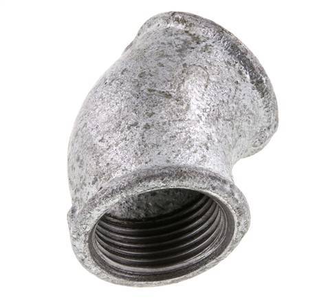 Rp 1'' Zinc plated Cast iron 45 deg Elbow Fitting 25 Bar