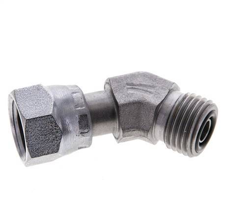UNF 9/16''-18 x UNF 9/16''-18 F/M Verzinkter Stahl 45 Grad Winkelverschraubung ORFS 630 Bar - Hydraulisch