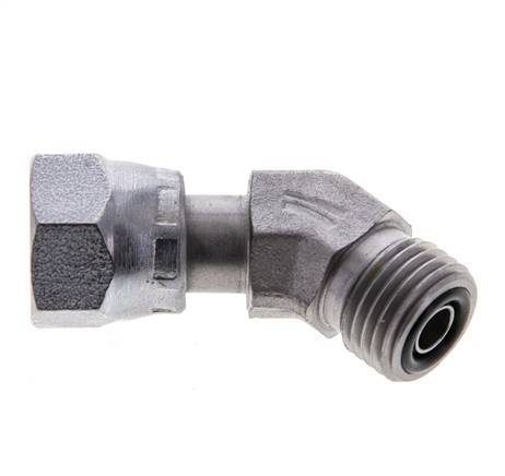 UNF 9/16''-18 x UNF 9/16''-18 F/M Verzinkter Stahl 45 Grad Winkelverschraubung ORFS 630 Bar - Hydraulisch