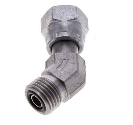 UNF 9/16''-18 x UNF 9/16''-18 F/M Verzinkter Stahl 45 Grad Winkelverschraubung ORFS 630 Bar - Hydraulisch