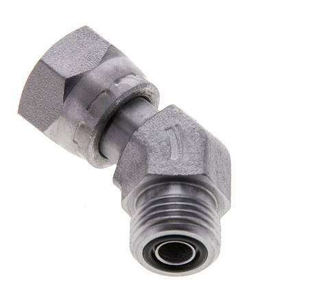 UN 11/16''-16 x UN 11/16''-16 F/M Verzinkter Stahl 45 Grad Winkelverschraubung ORFS 630 Bar - Hydraulisch