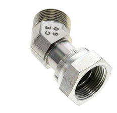 UN 1-7/16''-12 x UN 1-7/16''-12 F/M Verzinkter Stahl 45 Grad Winkelverschraubung ORFS 400 Bar - Hydraulisch