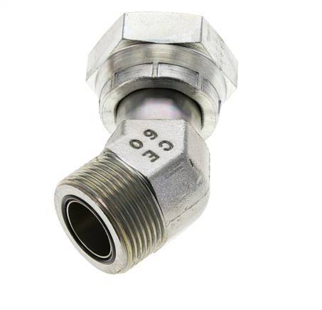 UN 1-7/16''-12 x UN 1-7/16''-12 F/M Verzinkter Stahl 45 Grad Winkelverschraubung ORFS 400 Bar - Hydraulisch