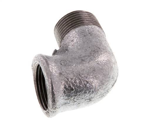 Rp 3/4'' x R 3/4'' F/M Zinc plated Cast iron 90 deg Elbow Fitting 25 Bar [5 Pieces]