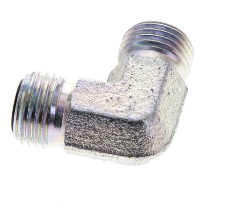 UNF 9/16''-18 Außengewinde Verzinkter Stahl 90 Grad Winkelverschraubung ORFS 630 Bar - Hydraulik