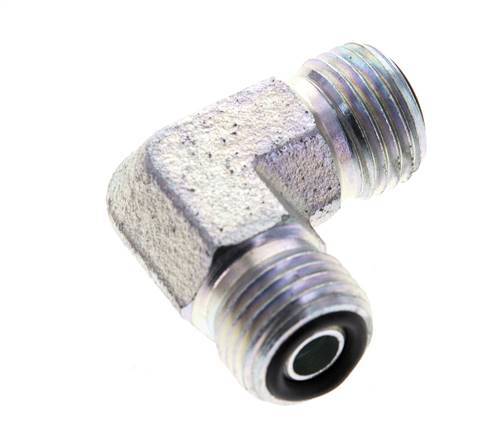 UNF 9/16''-18 Außengewinde Verzinkter Stahl 90 Grad Winkelverschraubung ORFS 630 Bar - Hydraulik