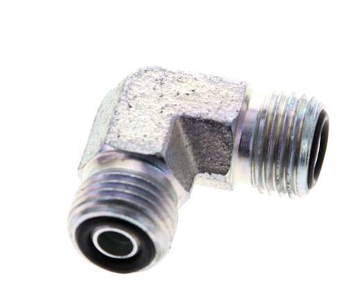 UNF 9/16''-18 Außengewinde Verzinkter Stahl 90 Grad Winkelverschraubung ORFS 630 Bar - Hydraulik