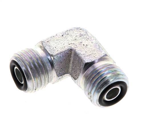 UNF 9/16''-18 Außengewinde Verzinkter Stahl 90 Grad Winkelverschraubung ORFS 630 Bar - Hydraulik