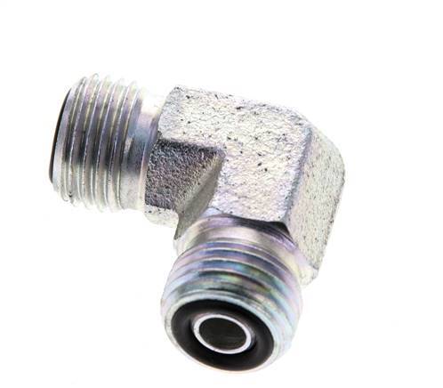 UNF 9/16''-18 Außengewinde Verzinkter Stahl 90 Grad Winkelverschraubung ORFS 630 Bar - Hydraulik