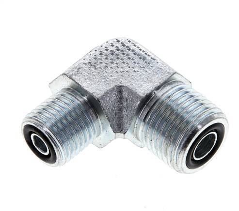 UN 11/16''-16 x UNF 9/16''-18 Außengewinde Verzinkter Stahl 90 Grad Winkelverschraubung ORFS 630 Bar - Hydraulisch