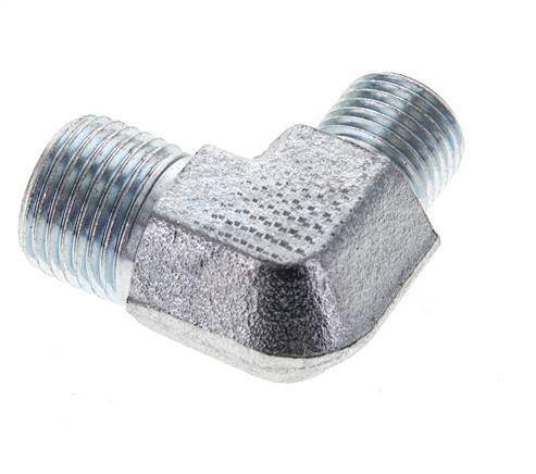 UN 11/16''-16 x UNF 9/16''-18 Außengewinde Verzinkter Stahl 90 Grad Winkelverschraubung ORFS 630 Bar - Hydraulisch