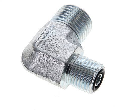 UN 11/16''-16 x UNF 9/16''-18 Außengewinde Verzinkter Stahl 90 Grad Winkelverschraubung ORFS 630 Bar - Hydraulisch