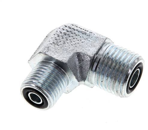 UN 11/16''-16 x UNF 9/16''-18 Außengewinde Verzinkter Stahl 90 Grad Winkelverschraubung ORFS 630 Bar - Hydraulisch
