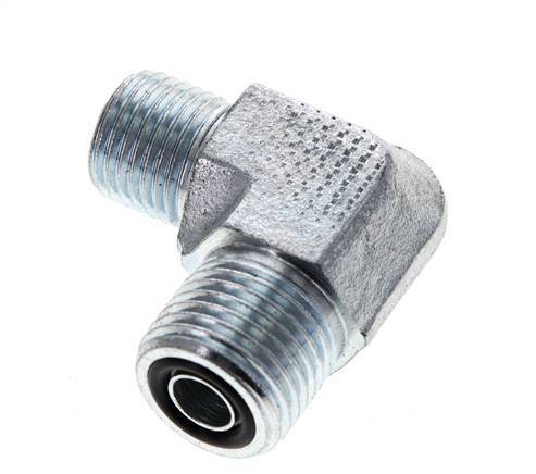 UN 11/16''-16 x UNF 9/16''-18 Außengewinde Verzinkter Stahl 90 Grad Winkelverschraubung ORFS 630 Bar - Hydraulisch