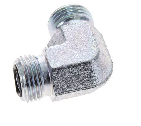 UN 11/16''-16 männlich Verzinkter Stahl 90 Grad Winkelverschraubung ORFS 630 Bar - Hydraulisch