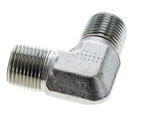 1/2'' NPT Male Zinc plated Steel 90 deg Elbow Fitting 225 Bar - Hydraulic