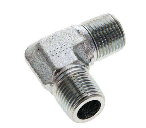 1/2'' NPT Male Zinc plated Steel 90 deg Elbow Fitting 225 Bar - Hydraulic