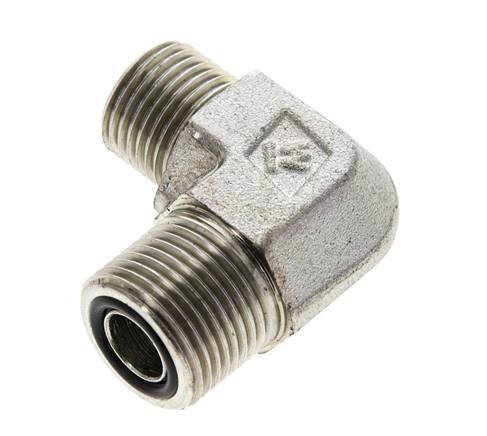 UN 13/16''-16 x UN 11/16''-16 Außengewinde Verzinkter Stahl 90 Grad Winkelverschraubung ORFS 630 Bar - Hydraulik