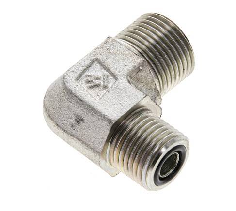 UN 13/16''-16 x UN 11/16''-16 Außengewinde Verzinkter Stahl 90 Grad Winkelverschraubung ORFS 630 Bar - Hydraulik