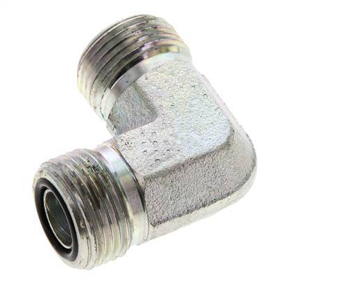 UN 13/16''-16 Male Zinc plated Steel 90 deg Elbow Fitting ORFS 630 Bar - Hydraulic