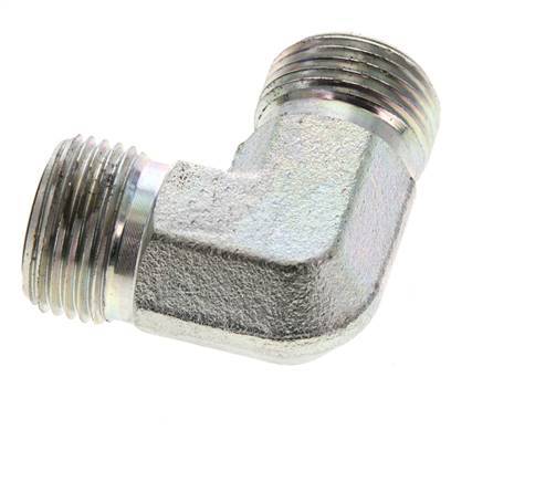UN 13/16''-16 männlich Verzinkter Stahl 90 Grad Winkelverschraubung ORFS 630 Bar - Hydraulisch