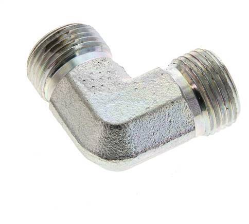 UN 13/16''-16 männlich Verzinkter Stahl 90 Grad Winkelverschraubung ORFS 630 Bar - Hydraulisch