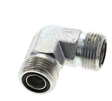 UN 13/16''-16 Male Zinc plated Steel 90 deg Elbow Fitting ORFS 630 Bar - Hydraulic