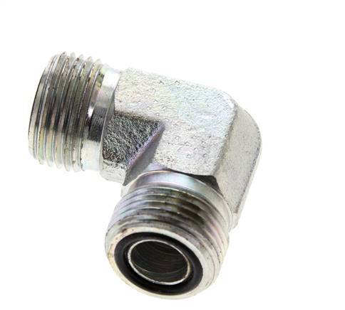 UN 13/16''-16 männlich Verzinkter Stahl 90 Grad Winkelverschraubung ORFS 630 Bar - Hydraulisch