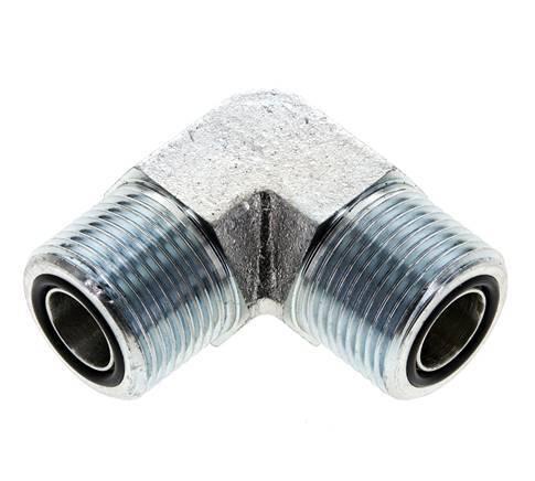 UNS 1''-14 Außengewinde verzinkter Stahl 90 Grad Winkelverschraubung ORFS 400 Bar - Hydraulik