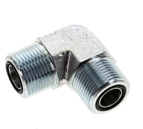 UNS 1''-14 Außengewinde verzinkter Stahl 90 Grad Winkelverschraubung ORFS 400 Bar - Hydraulik
