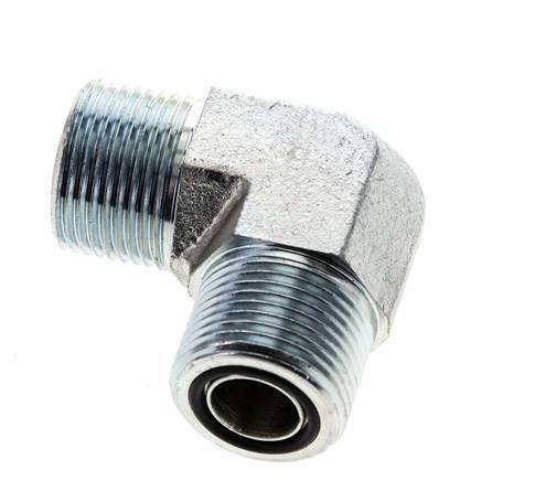 UNS 1''-14 Außengewinde verzinkter Stahl 90 Grad Winkelverschraubung ORFS 400 Bar - Hydraulik