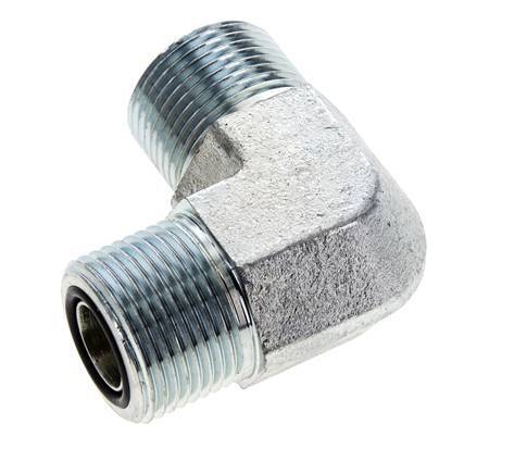 UNS 1''-14 Außengewinde verzinkter Stahl 90 Grad Winkelverschraubung ORFS 400 Bar - Hydraulik
