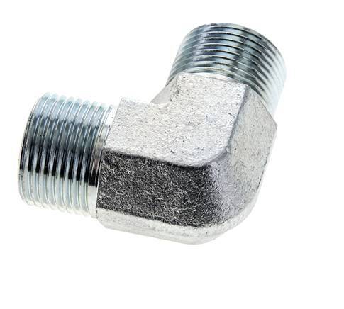 UNS 1''-14 Außengewinde verzinkter Stahl 90 Grad Winkelverschraubung ORFS 400 Bar - Hydraulik