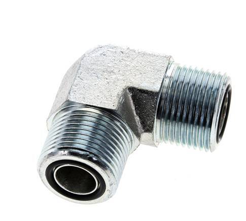 UNS 1''-14 Male Zinc plated Steel 90 deg Elbow Fitting ORFS 400 Bar - Hydraulic
