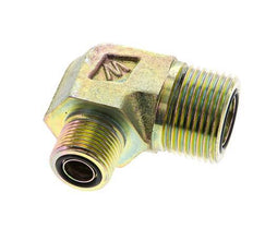 UN 1-3/16''-12 x UN 13/16''-16 Male Zinc plated Steel 90 deg Elbow Fitting ORFS 400 Bar - Hydraulic