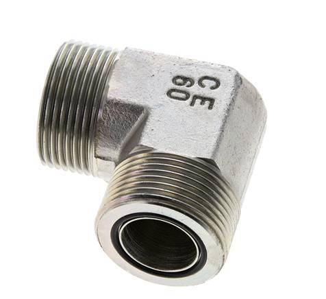 UN 1-7/16''-12 männlich Verzinkter Stahl 90 Grad Winkelverschraubung ORFS 400 Bar - Hydraulisch