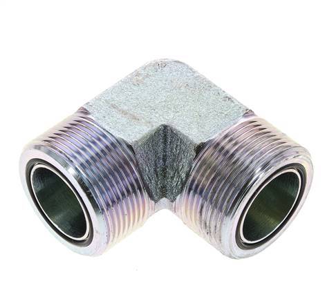 UN 1-11/16''-12 Male Zinc plated Steel 90 deg Elbow Fitting ORFS 250 Bar - Hydraulic