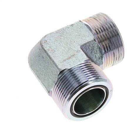 UN 1-11/16''-12 männlich Verzinkter Stahl 90 Grad Winkelverschraubung ORFS 250 Bar - Hydraulisch