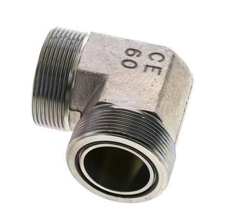 UN 2''-12 männlich Verzinkter Stahl 90 Grad Winkelverschraubung ORFS 250 Bar - Hydraulisch