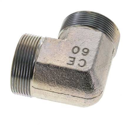 UN 2''-12 männlich Verzinkter Stahl 90 Grad Winkelverschraubung ORFS 250 Bar - Hydraulisch