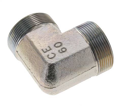 UN 2''-12 männlich Verzinkter Stahl 90 Grad Winkelverschraubung ORFS 250 Bar - Hydraulisch