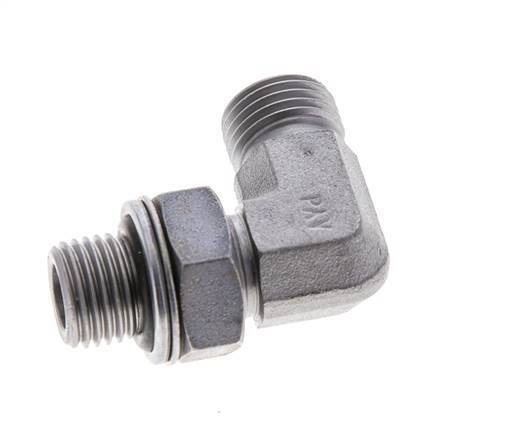 UNF 9/16''-18 x G 1/4'' Außengewinde Verzinkter Stahl 90 Grad Winkelverschraubung ORFS 400 Bar - Hydraulik