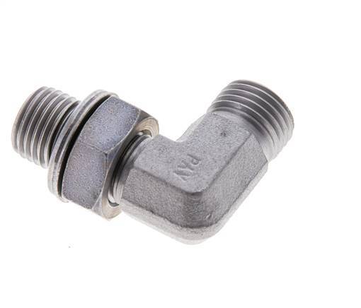 UNF 9/16''-18 x G 1/4'' Außengewinde Verzinkter Stahl 90 Grad Winkelverschraubung ORFS 400 Bar - Hydraulik
