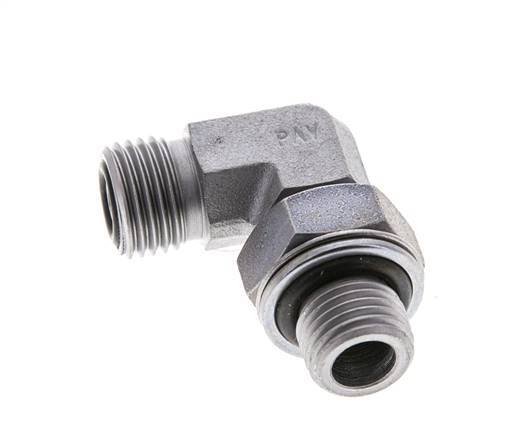 UNF 9/16''-18 x G 1/4'' Außengewinde Verzinkter Stahl 90 Grad Winkelverschraubung ORFS 400 Bar - Hydraulik