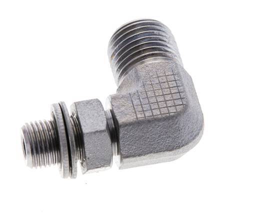 UNF 9/16''-18 x G 1/8'' Außengewinde Verzinkter Stahl 90 Grad Winkelverschraubung ORFS 400 Bar - Hydraulisch