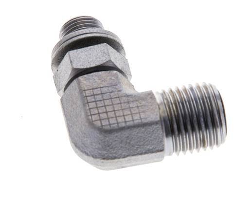 UNF 9/16''-18 x G 1/8'' Außengewinde Verzinkter Stahl 90 Grad Winkelverschraubung ORFS 400 Bar - Hydraulisch