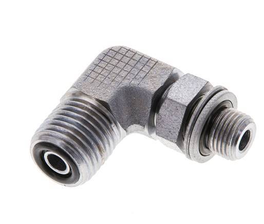 UNF 9/16''-18 x G 1/8'' Außengewinde Verzinkter Stahl 90 Grad Winkelverschraubung ORFS 400 Bar - Hydraulisch