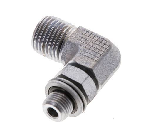 UNF 9/16''-18 x G 1/8'' Außengewinde Verzinkter Stahl 90 Grad Winkelverschraubung ORFS 400 Bar - Hydraulisch