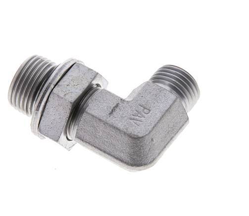 UNF 9/16''-18 x G 3/8'' Außengewinde Verzinkter Stahl 90 Grad Winkelverschraubung ORFS 400 Bar - Hydraulisch