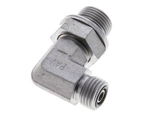 UNF 9/16''-18 x G 3/8'' Außengewinde Verzinkter Stahl 90 Grad Winkelverschraubung ORFS 400 Bar - Hydraulisch